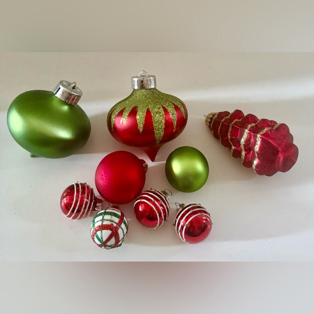 Festive Red and Green Holiday Ornament Set